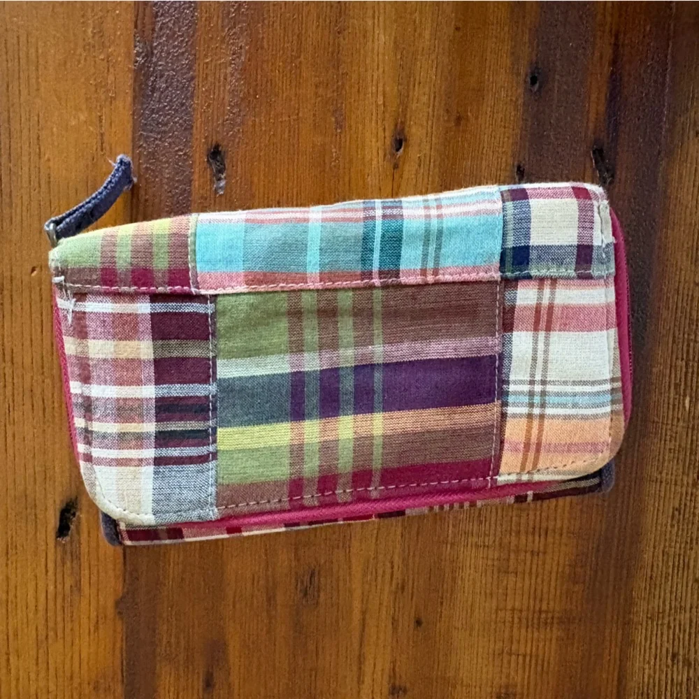 Disney Parks Vintage Hobo Madras Plaid Embroidered Mickey Preppy Bag/Wallet